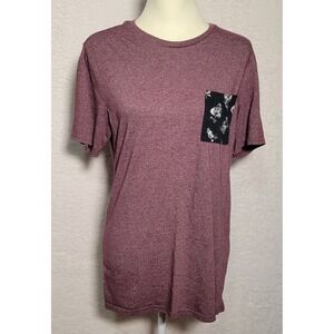 Women's Pac Sun T-Shirt Floral Design On Pocket Size Medium Short Sleeve 0507